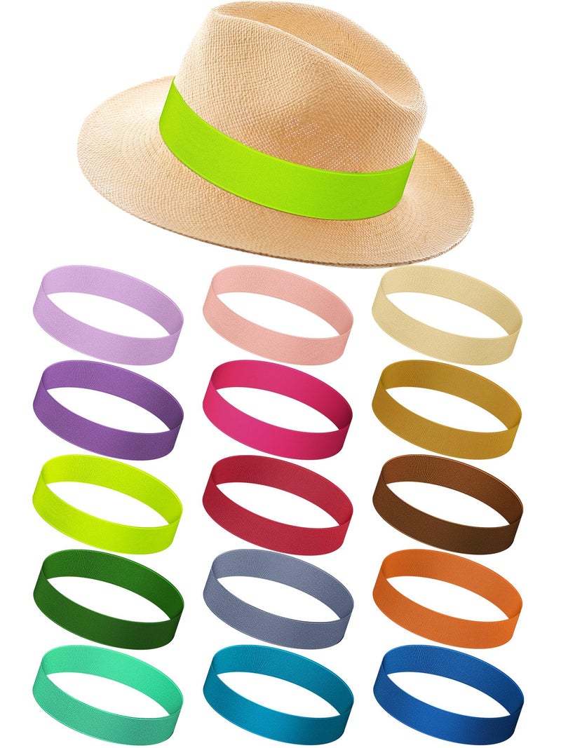 Liitrsh 15 Pcs Stretchable Ribbon Panama Cowboy Hat Accessories for Women and Men (Warm Colors) - Image 1