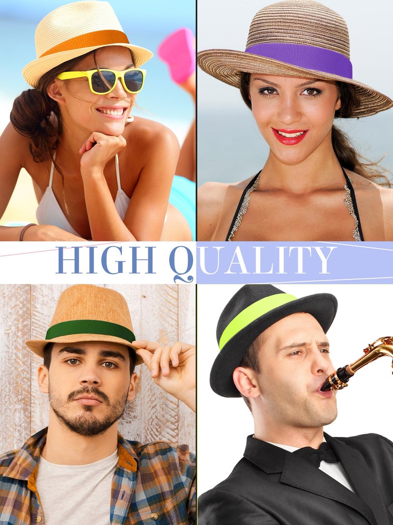 Liitrsh 15 Pcs Stretchable Ribbon Panama Cowboy Hat Accessories for Women and Men (Warm Colors) - Image 4