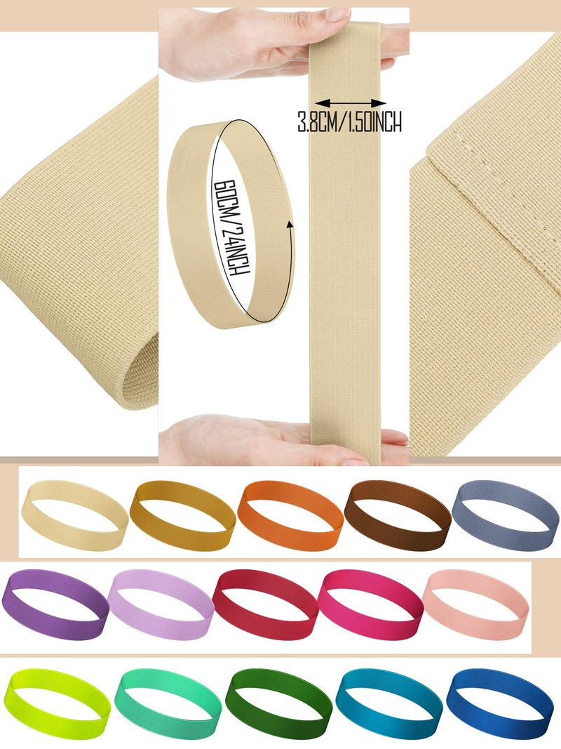 Liitrsh 15 Pcs Stretchable Ribbon Panama Cowboy Hat Accessories for Women and Men (Warm Colors) - Image 2