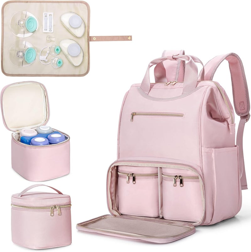 Fasrom Wearable Breast Pump Bag Backpack in Pink - Image 1