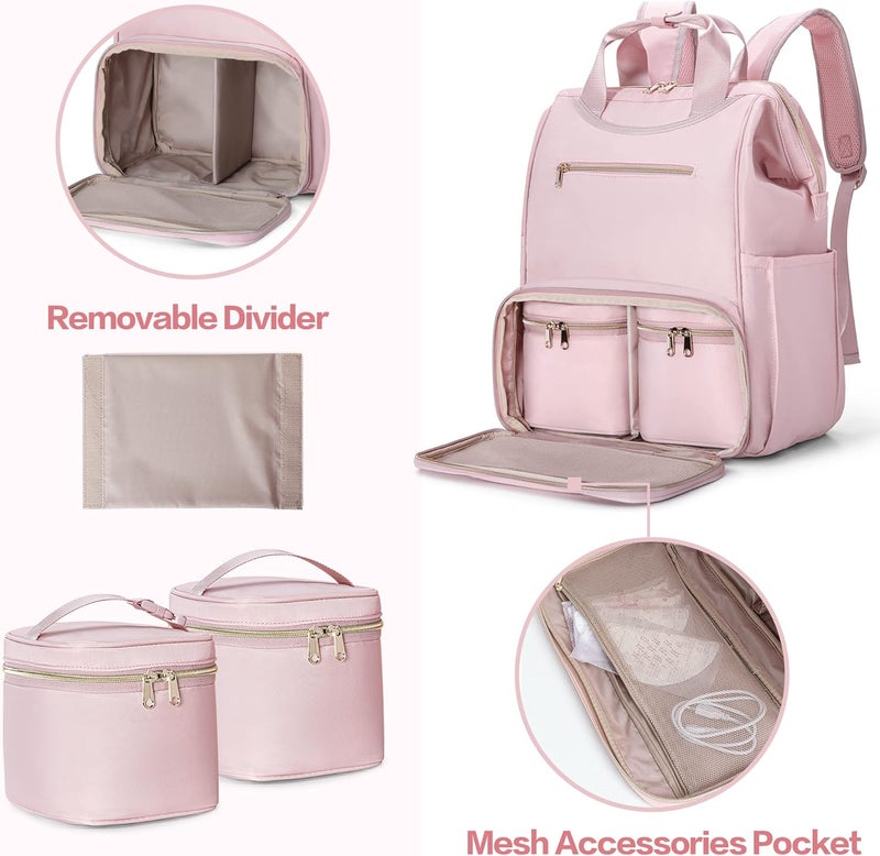 Fasrom Wearable Breast Pump Bag Backpack in Pink - Image 4