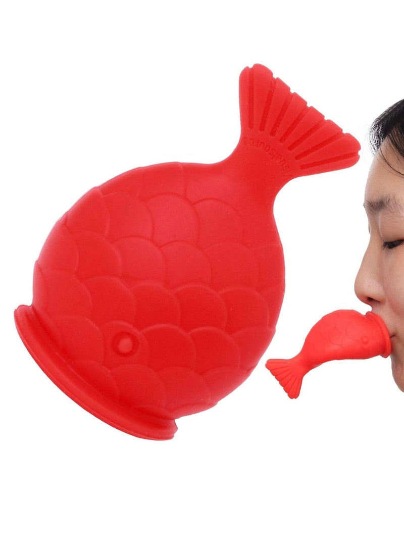 Oasisgalore Fish Design Lip Plumper – Silicone Beauty Tool for Natural Pout (Red)  - Image 1