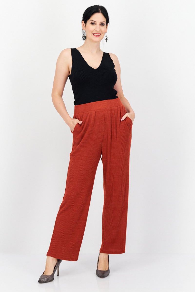 LUCKY BRAND Women Regular Fit Plain Wide Leg Pant, Brown - Image 3