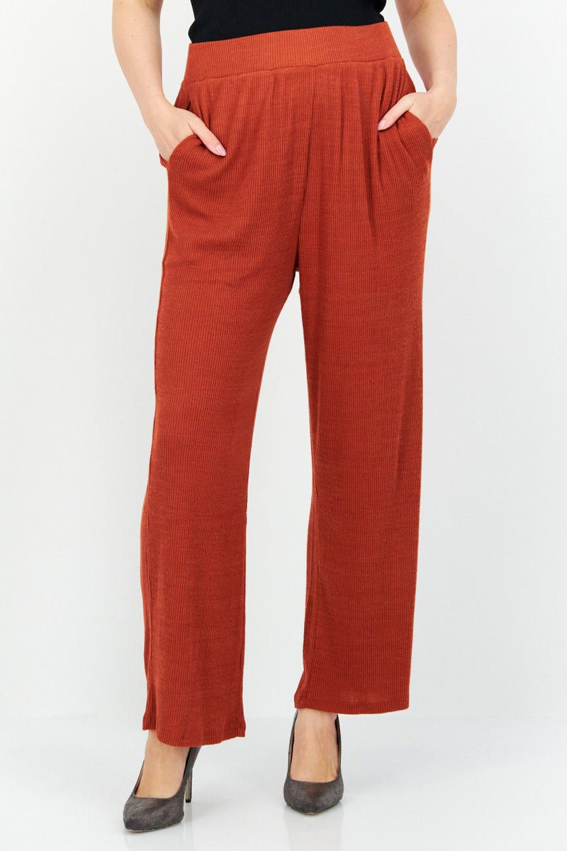 LUCKY BRAND Women Regular Fit Plain Wide Leg Pant, Brown - Image 1