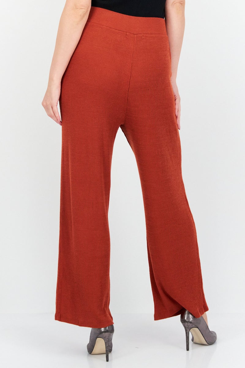 LUCKY BRAND Women Regular Fit Plain Wide Leg Pant, Brown - Image 2