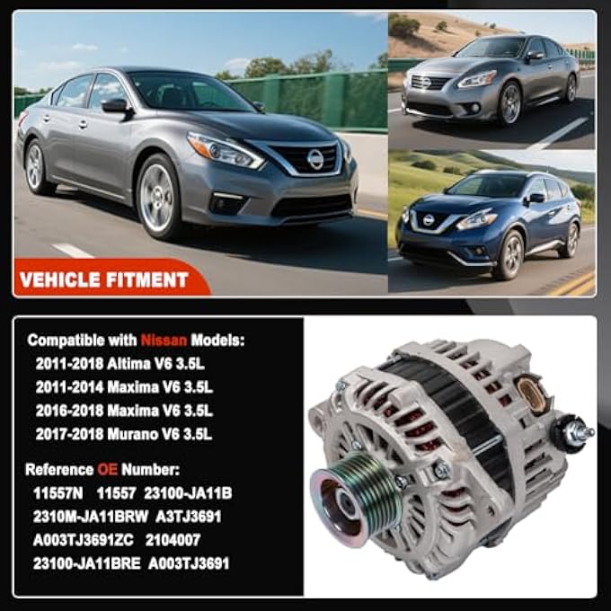 HY-SPEED Alternator Compatible with Altima 2011 2012 2013 2014 2015 2016 2017 2018 3.5L Maxima 11 12 13 14 16 17 18 Murano 17 18 Replaces# A003TJ3691 A003TJ3691ZC - Image 2