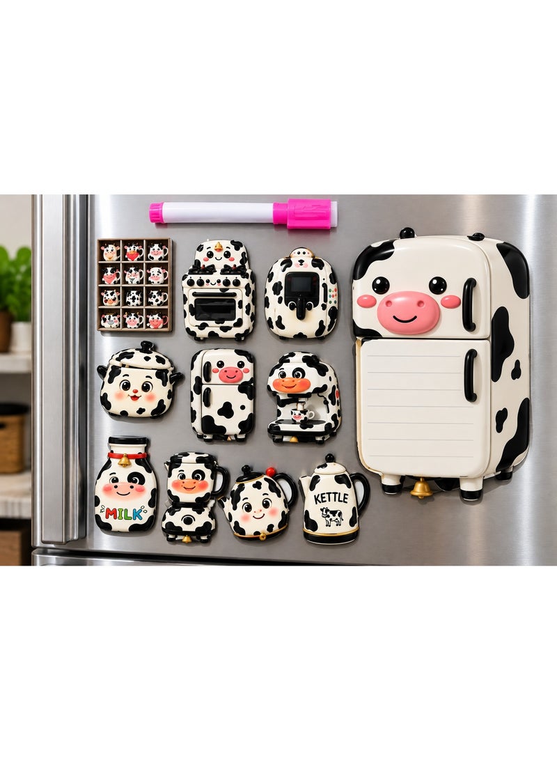 Magnetic Refrigerator Decor Set (Cartoon Design) with Memo Board and Marker – Cute Kitchen Accessories for Organizing Notes and Decorating the Fridge - Image 1