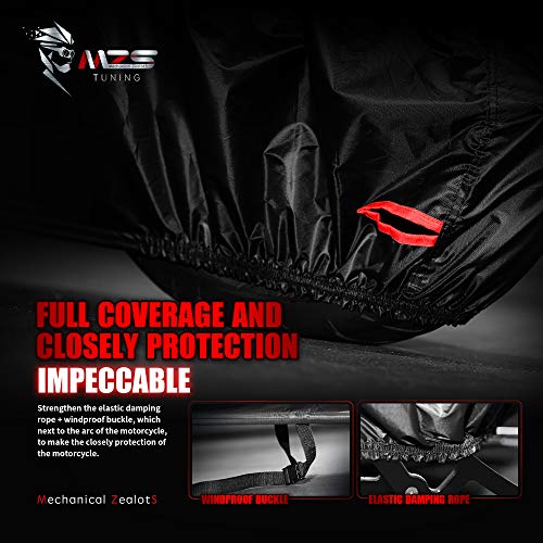 MZS Motorcycle Cover - All Season Weather Outdoor Waterproof Protection fits up to 116 inch XXXL Compatible Big Cruiser Touring Goldwing - Vents Night Reflective Tear Proof Buckle Lock-Holes - Image 4