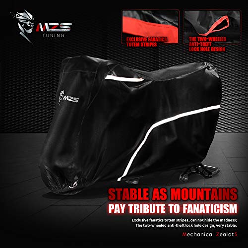 MZS Motorcycle Cover - All Season Weather Outdoor Waterproof Protection fits up to 116 inch XXXL Compatible Big Cruiser Touring Goldwing - Vents Night Reflective Tear Proof Buckle Lock-Holes - Image 5