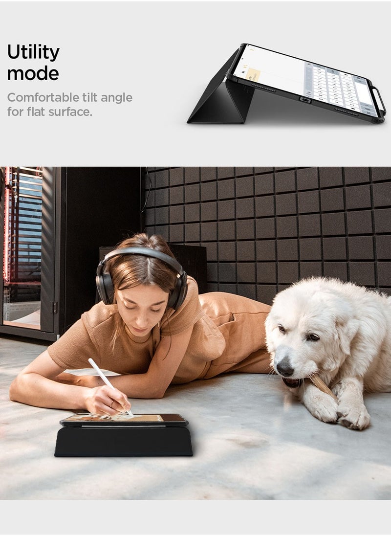 Spigen - غطاء حماية Ultra Hybrid Pro لجهاز iPad Pro مقاس 13 بوصة (2024) M4 مع ظهر شفاف وحامل قلم رصاص - أسود - Image 1