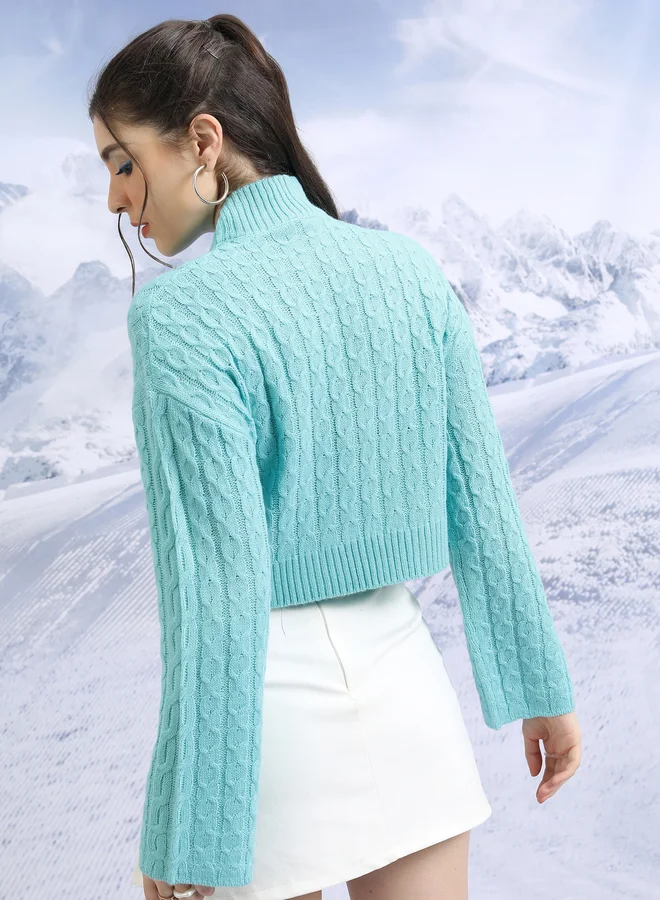 Tokyo Talkies Tokyo Talkies Cable Knit High Neck Sweater
