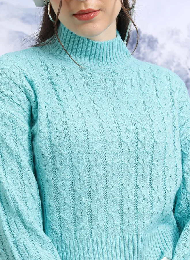 Tokyo Talkies Tokyo Talkies Cable Knit High Neck Sweater
