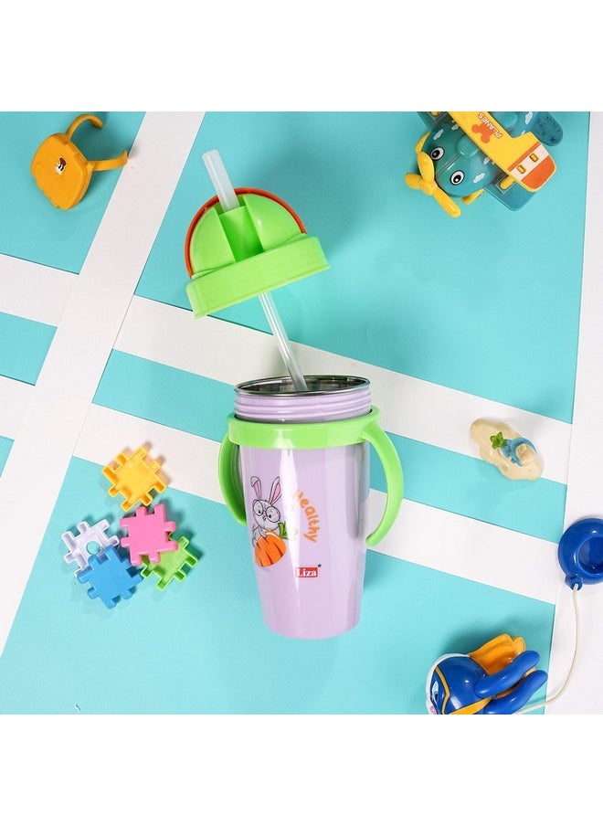 Csm - Premium Baby Sipper Anti Spill Sippy Cup With Soft Silicone Straw Bpa Free & Non Toxic For Baby/Kids Of 9+ Months - (360 Ml, Violet) - Image 1