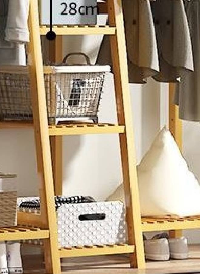 NKX 3 Tier Extra Wide Wooden Garment Rack with Shelves & Hanging Rods Open Closet Organizer for Bedroom Entryway or Laundry Room 160x140x40cm  - Image 2