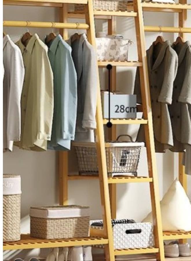 NKX 3 Tier Extra Wide Wooden Garment Rack with Shelves & Hanging Rods Open Closet Organizer for Bedroom Entryway or Laundry Room 160x140x40cm - Image 3