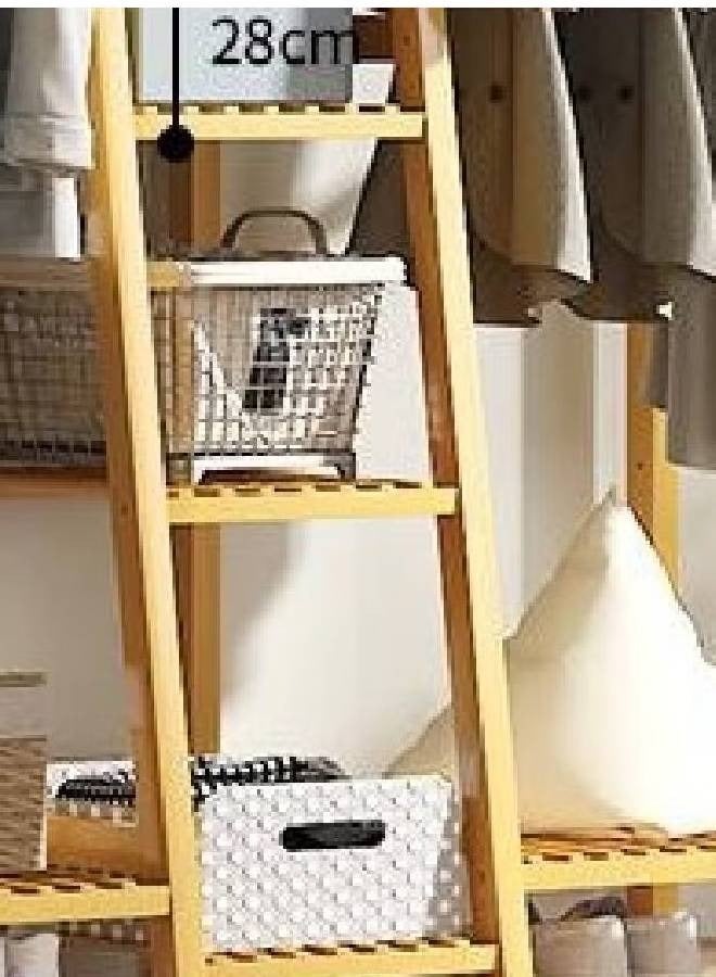 NKX 3 Tier Extra Wide Wooden Garment Rack with Shelves & Hanging Rods Open Closet Organizer for Bedroom Entryway or Laundry Room 160x140x40cm - Image 5