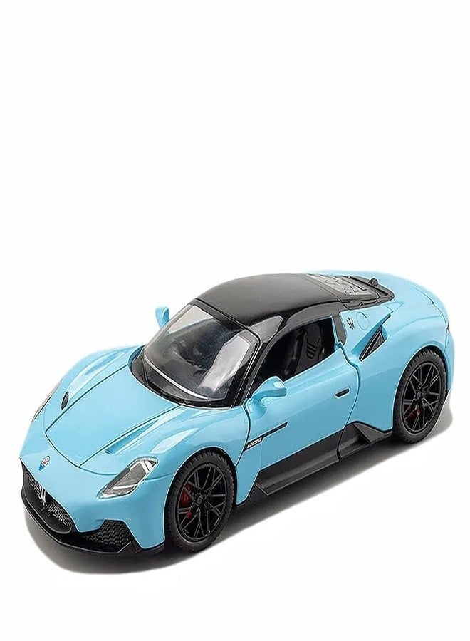 FEXXA 🏎️ Scale Exclusive Alloy Metal Pull Back Die-cast Car Model with Sound Light Mini Auto Toy for Kids Metal Model Toy Car with Sound and Light (1.22 Scale Maserati MC20- Sky Blue) - Image 1