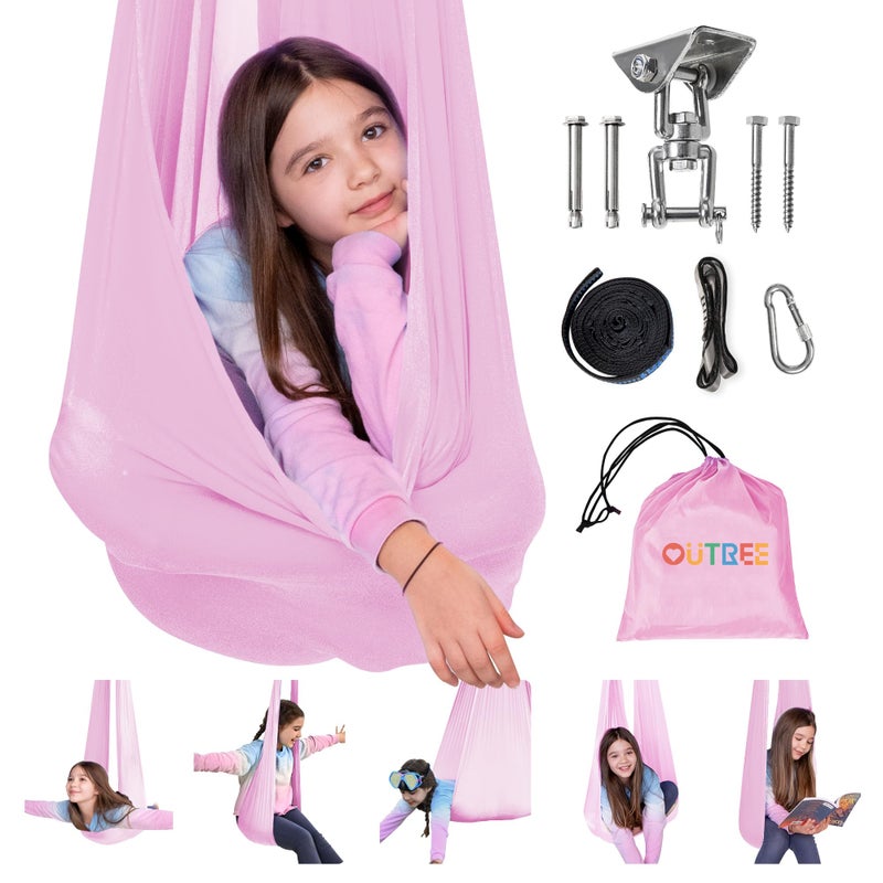 OUTREE OUTREE Sensory Swing for Kids with 360 Swivel Hanger Indoor Therapy Swing Great for Autism ADHD Sensory Processing Disorder and Autistic Children 