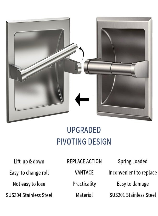 WZRUA Brushed Nickel Recessed Toilet Paper Holder,Pivoting Toilet Tissue Holder,Made of SUS304 Stainless Steel, in Wall Toilet Paper Holder with Bracket - Image 3