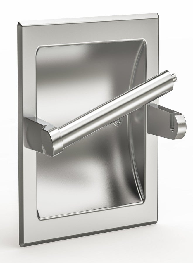 WZRUA Brushed Nickel Recessed Toilet Paper Holder,Pivoting Toilet Tissue Holder,Made of SUS304 Stainless Steel, in Wall Toilet Paper Holder with Bracket - Image 1