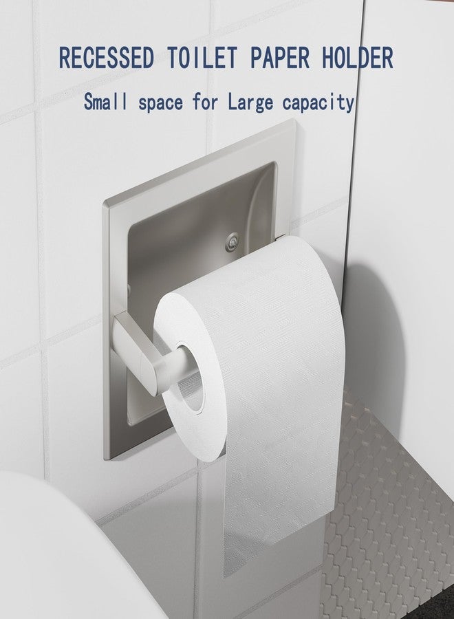 WZRUA Brushed Nickel Recessed Toilet Paper Holder,Pivoting Toilet Tissue Holder,Made of SUS304 Stainless Steel, in Wall Toilet Paper Holder with Bracket - Image 2