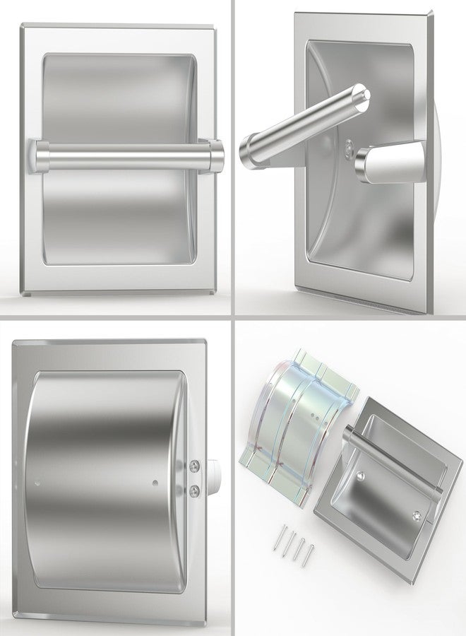 WZRUA Brushed Nickel Recessed Toilet Paper Holder,Pivoting Toilet Tissue Holder,Made of SUS304 Stainless Steel, in Wall Toilet Paper Holder with Bracket - Image 5