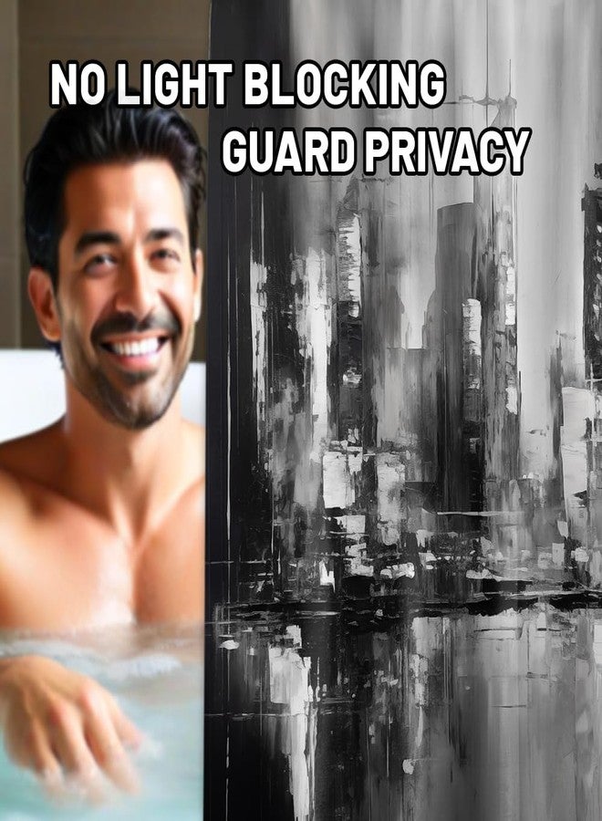 dueeia Black and White Shower Curtain Black and Grey Abstract Art Modern Shower Curtains for Mens Bathroom Decor, Waterproof Fabric 70 x 72 inch with Hooks - Image 5