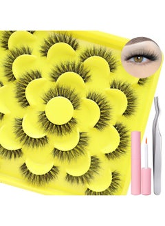 DAODER False Eyelash Kit With Lash Glue And Tweezers Mink Lashes Fluffy 15Mm Wispy Fake Lashes Natural Look Soft Handmade Reusable Eyelashes Pack For Women Daily Wear By Daoder(Fluffy Lashes 21)  - Image 1