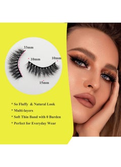 DAODER False Eyelash Kit With Lash Glue And Tweezers Mink Lashes Fluffy 15Mm Wispy Fake Lashes Natural Look Soft Handmade Reusable Eyelashes Pack For Women Daily Wear By Daoder(Fluffy Lashes 21)  - Image 3