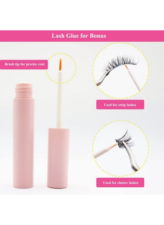 DAODER - False Eyelash Kit With Lash Glue And Tweezers Mink Lashes Fluffy 15Mm Wispy Fake Lashes Natural Look Soft Handmade Reusable Eyelashes Pack For Women Daily Wear By Daoder(Fluffy Lashes 21) - Image 1