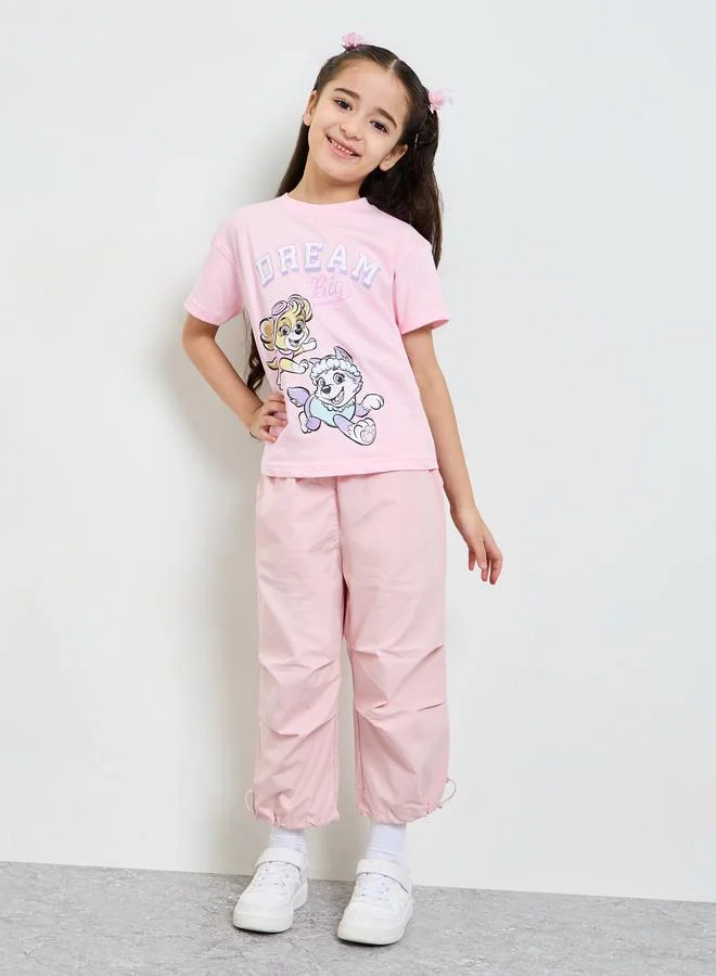 Styli Girls Pink Paw Patrol Print Cotton T-Shirt