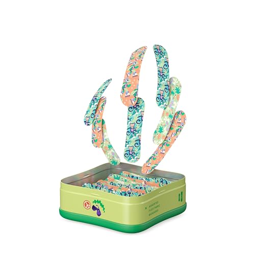 Welly Bandages Adhesive Flexible Fabric Bravery Badges Assorted Shapes for Minor Cuts Scrapes and Wounds Colorful and Fun First Aid Tin Turtle Oasis Patterns 48 Count - Image 3