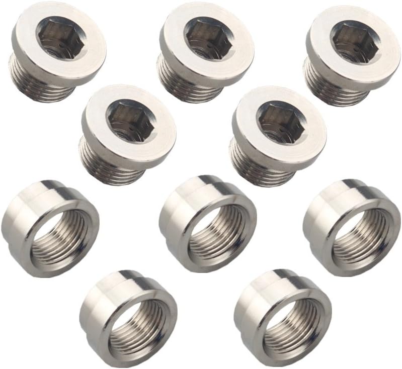 JGR O2 Oxygen Sensor Stepped Weld Bungs (5 Bungs/5 Plugs) M18 x 1.5 - Image 1