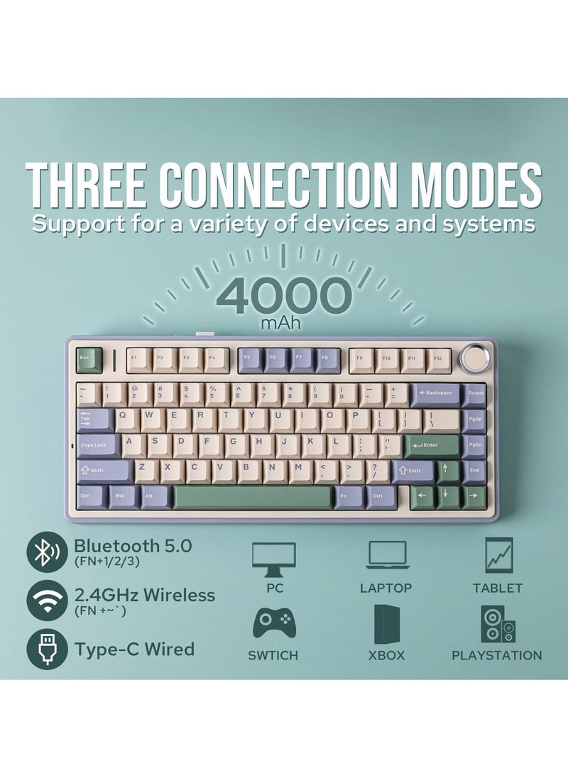 AULA - F75 Mechanical Keyboard RGB Reaper Switch Gaming Keyboard with Bluetooth/2.4GHz/Wired - Image 1