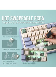 AULA F75 Mechanical Keyboard RGB Reaper Switch Gaming Keyboard with Bluetooth/2.4GHz/Wired  - Image 4