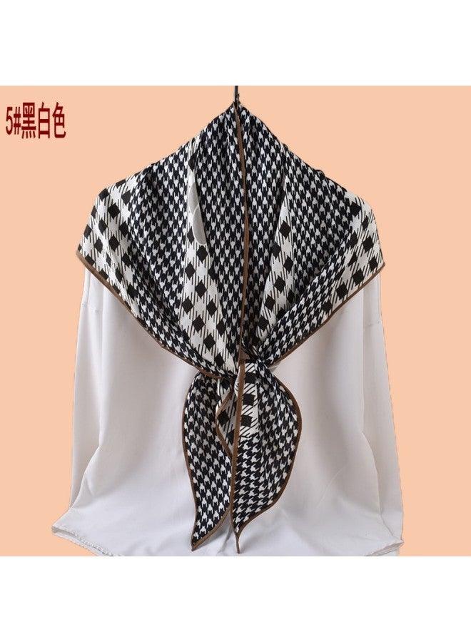New Houndstooth Flower Plaid Printed Herringbone Velvet Scarf Large Triangle Scarf Travel Sun Protection Shawl