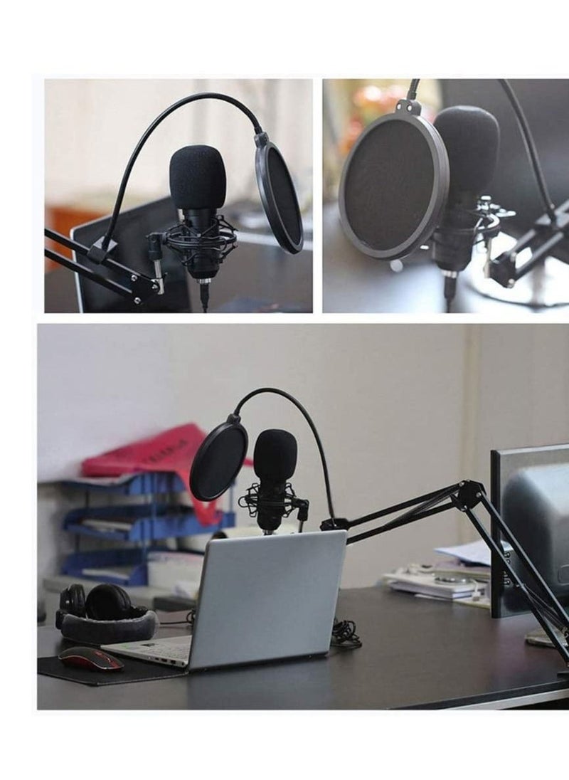 ELTRAZONE Microphone,Live Sound Card & BM800 Suspension Microphone Kit Broadcasting Recording Condenser Microphone Set Intelligent Volume Audio Mixer Sound Card for Computer PC Live Sound - Image 2