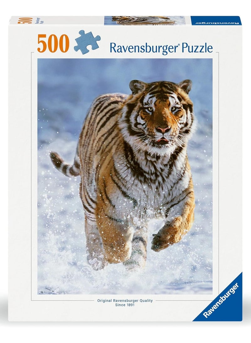 Ravensburger Tiger in Winter Puzzle – 500 Piece Jigsaw Puzzle for Adults and Kids Featuring a Majestic Tiger in a Snowy Landscape, Premium Quality with Perfect Fit Pieces for Relaxing Fun | 12000148-5 - Image 1