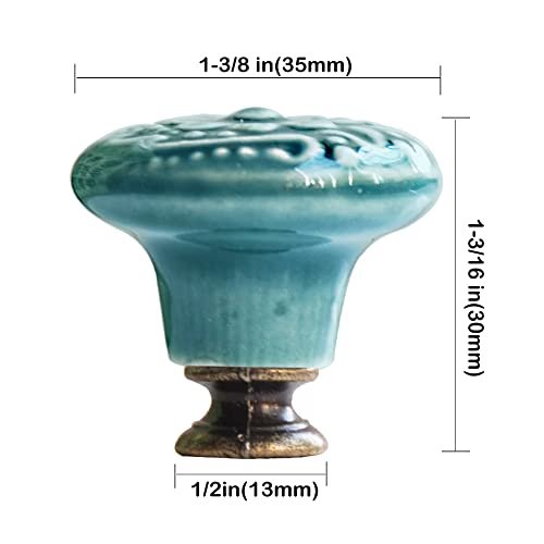Perphin 1-2/5 inch Ceramic Kitchen Cabinet Knobs for Drawer Dresser Pulls Round Dresser Drawer Handles and Pulls for Home Furniture Decor Ceramic Handles with 3 Size Screws (10, Green) - Image 3