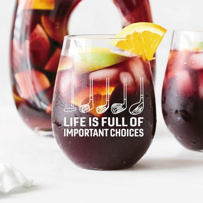AGMDESIGN Life is Full of Important Choices Funny Wine Glass with Gift Box, Golf Accessories for Men and Women, Christmas Birthday Retirement Gifts for Grandparents Dad Mom Wife Golf Lovers - Image 3