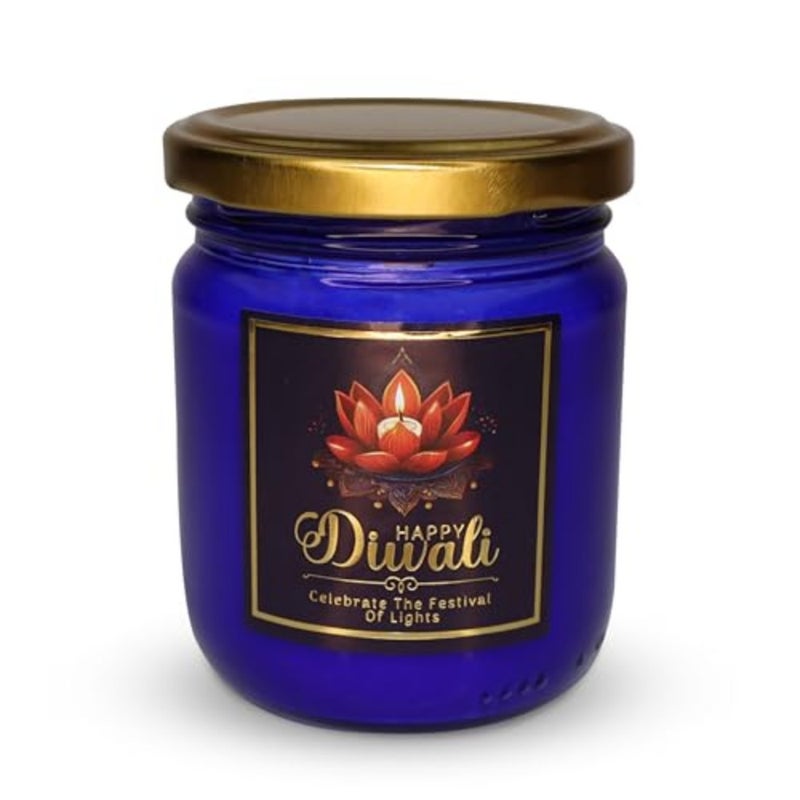 CharmLab Candle Diwali Festival of Lights, 9.7 oz Navy Blue Jar, Baby Powder and Summer Breeze, 40H Burn, Eco-Friendly Bio Wax, Metal Lid, Indian Gift and Home Decor - Image 1