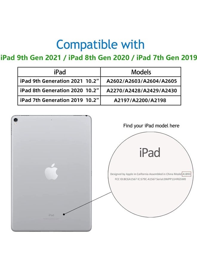 Rock Pow case cover for Apple iPad 10.2 Inch 2021/2020/2019 (9th/8th/7th) Model with Pencil Holder,Slim Tablet Cover with Soft TPU Back,Auto Wake/Sleep for iPad 10.2 inch  - Image 2