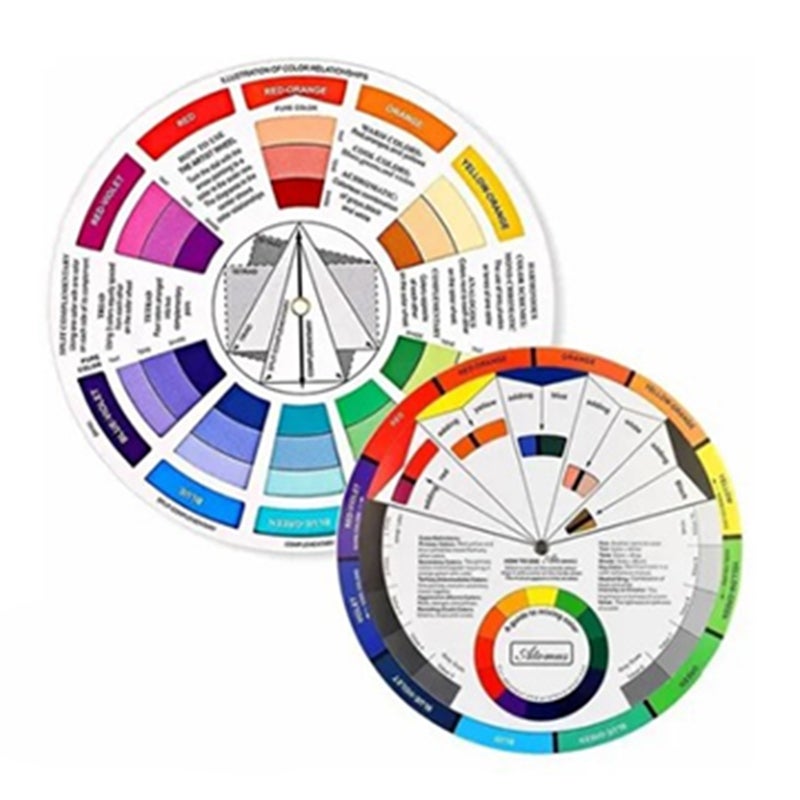 Color Mixing Guide Wheel: 2 Pack (23cm & 14cm) Double-sided Rollers With Clear Color Positions - 12 Colors Easy Identification Color Wheel for Beginners Artists, Painting, Tattoo Design, Interior Desi - Image 1