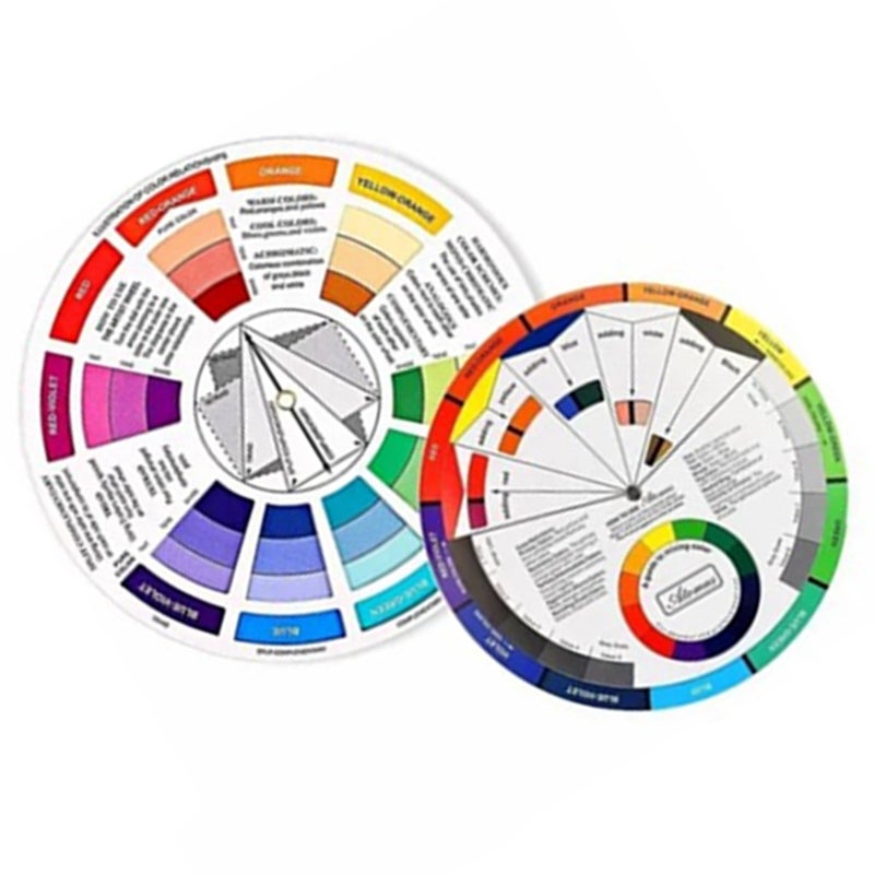 Color Mixing Guide Wheel: 2 Pack (23cm & 14cm) Double-sided Rollers With Clear Color Positions - 12 Colors Easy Identification Color Wheel for Beginners Artists, Painting, Tattoo Design, Interior Desi - Image 2