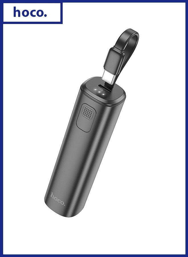 hoco. J113 Energy-Bar 5000mAh Mini Power Bank with Built-in Type-C Connector – Ultra-Compact Fast Charging Portable Charger for Android Devices, Tablets & Type-C Phones – Travel Friendly, Black  - Image 1