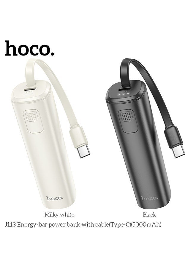 hoco. J113 Energy-Bar 5000mAh Mini Power Bank with Built-in Type-C Connector – Ultra-Compact Fast Charging Portable Charger for Android Devices, Tablets & Type-C Phones – Travel Friendly, Black  - Image 5
