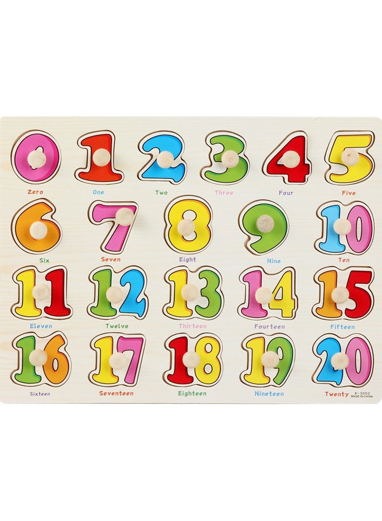 MissTiara Set Of 2 Pieces Letter And Number Alphabet Wooden Educational Toy 30x22.5 Centimeter Hand Grab Board Puzzles - Image 1