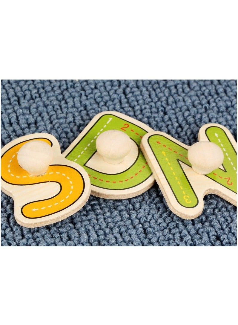 MissTiara Set Of 2 Pieces Letter And Number Alphabet Wooden Educational Toy 30x22.5 Centimeter Hand Grab Board Puzzles - Image 5