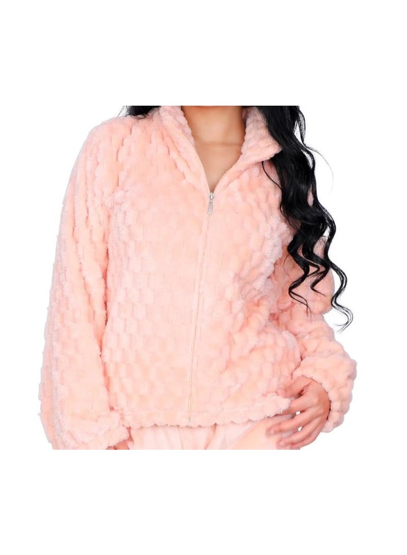 Dadoush Women's winter pajamas made of soft fur, a two-piece women's pajama set for home, comfortable and warm, winter pajamas for women that provide full coverage from Daadoush. - Image 4