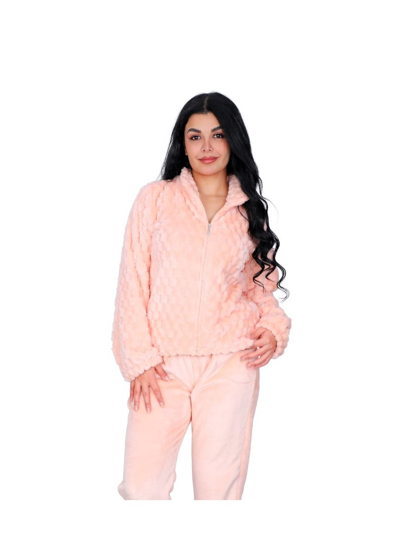Dadoush Women's winter pajamas made of soft fur, a two-piece women's pajama set for home, comfortable and warm, winter pajamas for women that provide full coverage from Daadoush. - Image 3